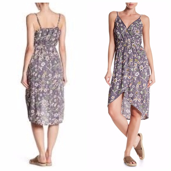 Angie Dresses & Skirts - Floral V-Neck Faux Wrap Tea Dress